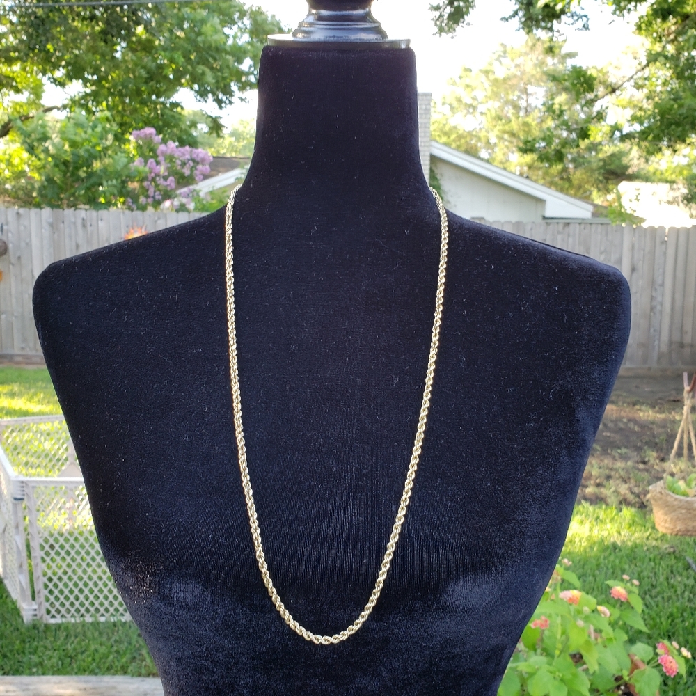 Vintage 14kt gold 24 inch rope chain
